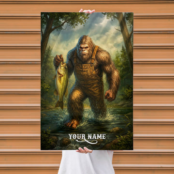 Maxcorners Fishing Forest Giant Catch Personalized Name 3D Poster