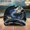 Maxcorners Fishing Black White Crack Texture Splash Personalized 3D Cap (12 Fish Species)