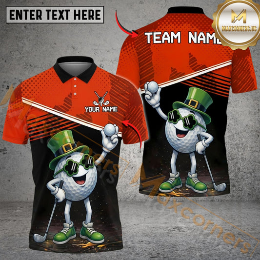 Maxcorners Shamrock Swing Golf Polo Customized Name, Team Name 3D Shirts (4 Colors)