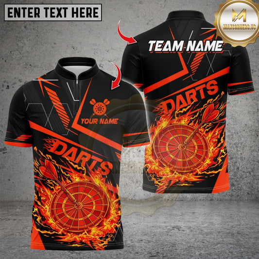 Maxcorner Flaming Dartboard Design Multicolor Customized Name, Team Name 3D Shirts