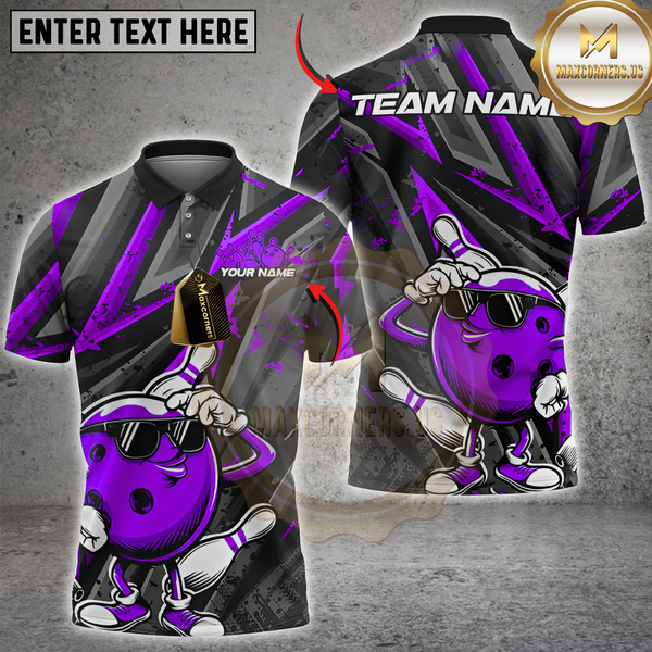 Maxcorners Cool Bowling Ball Multicolor Customized Name, Team Name 3D Shirts