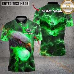 Maxcorners Flaming Eagle Golf Polo Shirt, Customized Name & Team Name 3D Shirts (4 Colors)