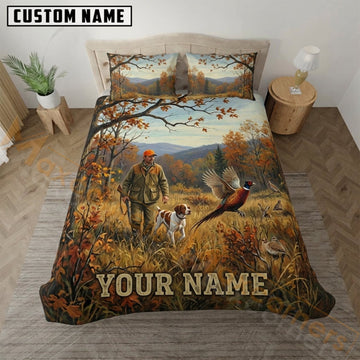 Maxcorners Pheasant Hunting Autumn Meadow Dog Bedding Set 3D Print Custom Name