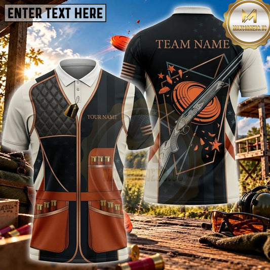 Maxcorners Clay Shooting Vintage Patchwork Shotgun Target Vest Personalized Name 3D Unisex Shirt