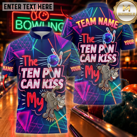 Maxcorners Bowling The Ten Pin Can Kiss My Funny Quote Personalized Name 3D Unisex Shirt