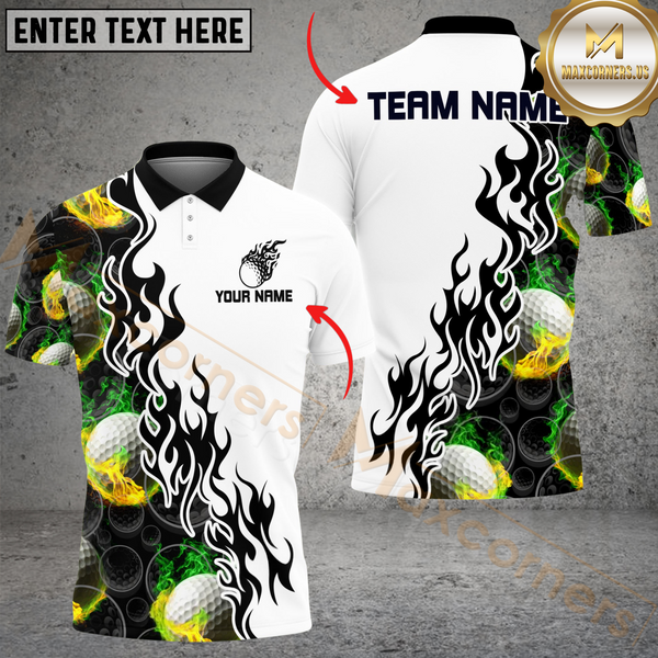 Maxcorners Golf Funny Ball Tropical Leaf Multicolor Customized Name, Team Name 3D Shirts