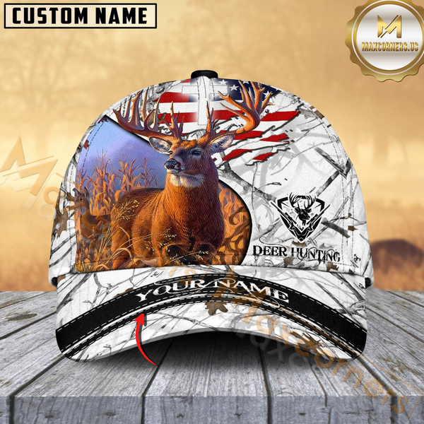 Maxcorners Patriotic Buck Camo Hunting Cap Multicolor Pattern Personalized 3D Cap