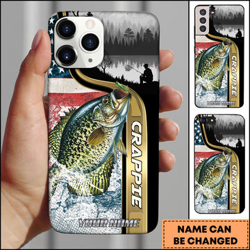 Maxcorners Crappie Fishing Forest Lake Scene Personalized Name 3D Phone Case