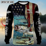 Maxcorners Striper Fishing American Flag Patriotic Customize Name 3D Shirt