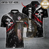 Maxcorners Bowling Grim Skull with American Flag Personalized Name 3D Unisex Shirt