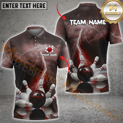 Maxcorners Thunder Strike Bowling Jersey Multicolor Option Personalized Name, Team Name 3D Polo Shirt