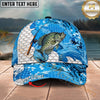 Maxcorners Fishing Rod Blue Scale Pattern Personalized Name 3D Cap (12 Fish Species)