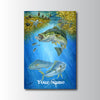 Maxcorners Bass Fishing Underwater Predator Illustration Personalized Name 3D Poster