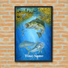 Maxcorners Bass Fishing Underwater Predator Illustration Personalized Name 3D Poster