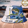 Maxcorners Fishing Black All-Over Aquatic Pattern Personalized 3D Bucket Hat (13 Fish Species)