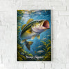 Maxcorners Bass Fishing Freshwater Underwater Illustration Personalized Name 3D Poster