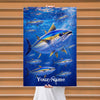 Maxcorners Tuna Fishing Ocean Splash Action Illustration Personalized Name 3D Poster