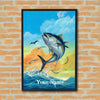 Maxcorners Tuna Fishing Deep Ocean Blue Illustration Personalized Name 3D Poster