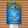 Maxcorners Marlin Fishing Underwater Chase Illustration Personalized Name 3D Poster