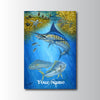 Maxcorners Marlin Fishing Underwater Chase Illustration Personalized Name 3D Poster
