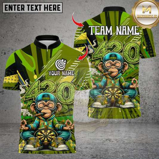 Maxcorners 420 Monkey Smoke Darts Multicolor Customized Name, Team Name 3D Shirts