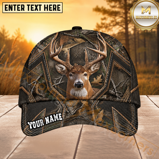 Maxcorners Deer Hunting Geometric Camo Personalized 3D Cap