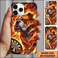Maxcorners Darts Fire Bulldog Dartboard Personalized Name Phone Case