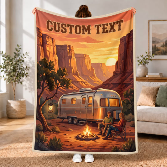 Maxcorners RVs Travel Trailer Desert Canyon Sunset Custom Name 3D Blanket