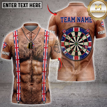 Maxcorners Darts UK Flag Suspenders Dartboard Personalized Name 3D Unisex Shirt