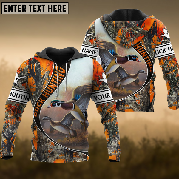 Maxcorners The Premium Duck Hunting Camouflage Pattern Custom Name Shirt 3D All Over Printed Clothes