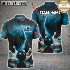 Maxcorners Thunder Strike Bowling Jersey Multicolor Option Personalized Name, Team Name 3D Polo Shirt