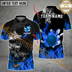 Maxcorners Ball And Pins Dragon Flame Bowling Jersey Multicolor Options Personalized Name, Team Name 3D Shirt