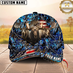 Maxcorners Moose Hunting Camo With American Flag Personalized Hat 3D Printed Multicolor