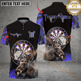 Maxcorners Darts Moose Hunting Camo Multicolor Option Customized Name, Team Name 3D Polo Shirt