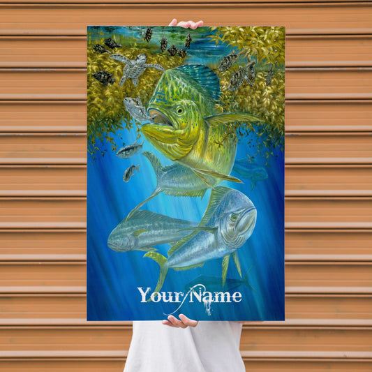 Maxcorners Mahi Mahi Fishing Underwater Predator Scene Personalized Name 3D Poster