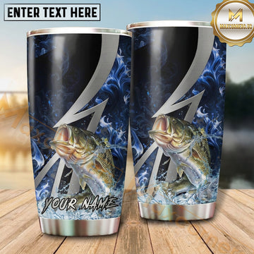 Maxcorners Fishing Tumbler Black Silver Lightning Bolt Design Personalized Name Tumbler (13 Species)