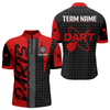 Maxcorners Men's Custom Dart Shirt - Maroon & Black Pattern With Bold Darts | Personalized Name LM2404