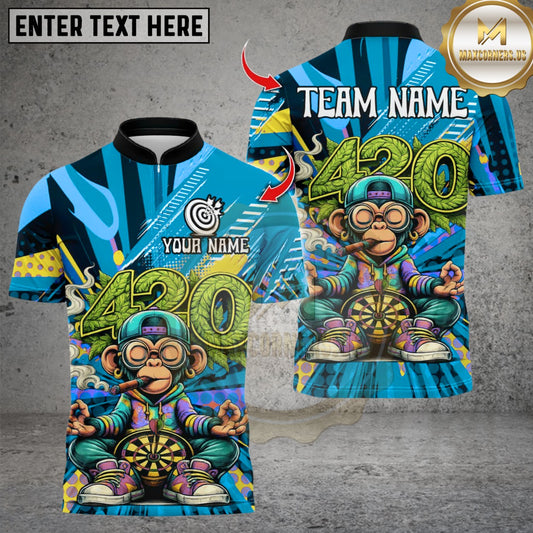 Maxcorners 420 Monkey Smoke Darts Multicolor Customized Name, Team Name 3D Shirts