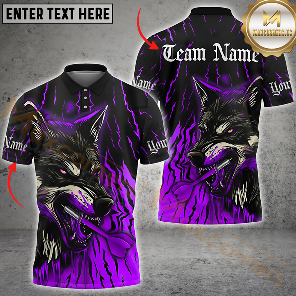 Maxcorners Darts Savage Wolf Multicolor Customized Name, Team Name 3D Shirts