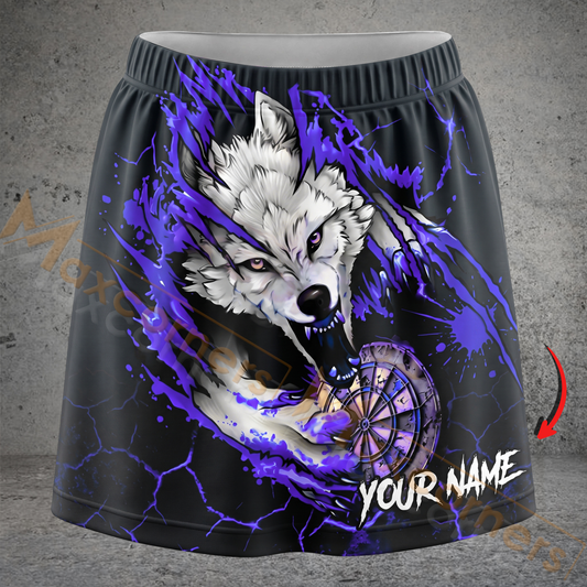 Maxcorners Darts Fierce White Wolf Red Claw Dartboard Personalized 3D Skirts With Shorts