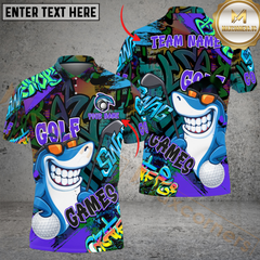 Maxcorners Golf Funny Shark Graffiti Multicolor Customized Name, Team Name 3D Shirts