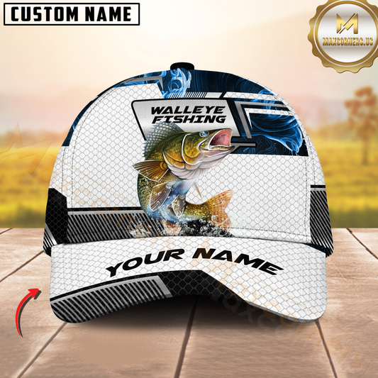 Maxcorners Fishing Blue Smoke Hexagon Pattern Personalized 3D Cap