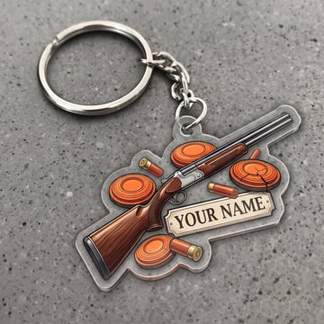 Maxcorners Clay Shooting Shotgun And Flying Clay Targets Customized Name 3D Keychain And Ornament