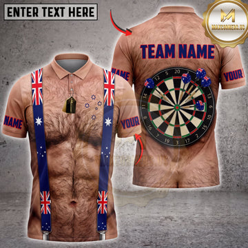Maxcorners Darts UK Flag Suspenders Blue Sleeve Dartboard Personalized Name 3D Unisex Shirt