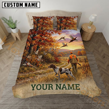 Maxcorners Pheasant Hunting Sunset Harvest Scene Bedding Set 3D Print Custom Name
