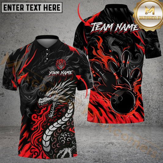 Maxcorners Bowling Dragon Breath Multicolor Customized Name, Team Name 3D Shirts