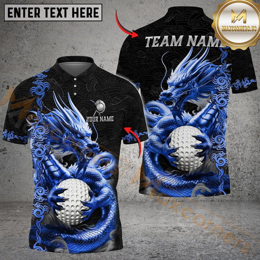 Maxcorners Golf Golden Dragon Aura Personalized Name, Team Name 3D Shirt (6 Colors)