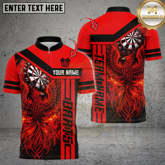 Maxcorners Darts Flaming Phoenix Dart Design Multicolor Customized Name, Team Name 3D Shirt