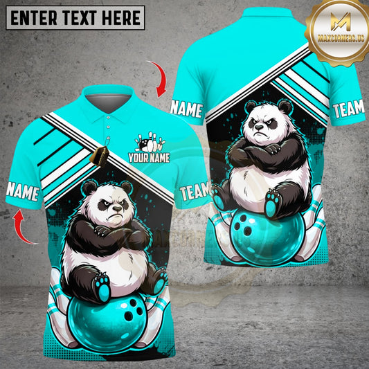 Maxcorners Bowling Angry Panda Multicolor Customized Name, Team Name 3D Shirts