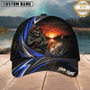 Maxcorners Fishing Skull Angler Blue Wave Personalized 3D Cap